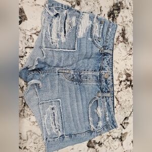 American Eagle Outfitters Light Blue Distressed Denim Jean Shorts